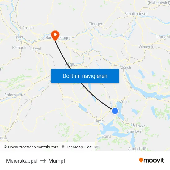 Meierskappel to Mumpf map