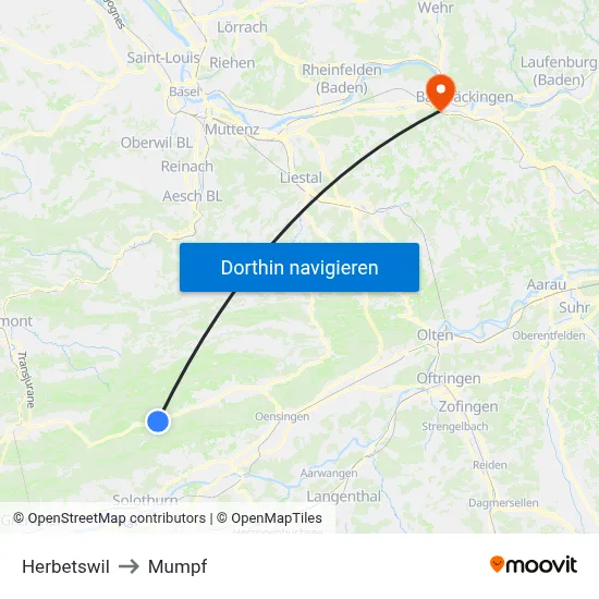 Herbetswil to Mumpf map