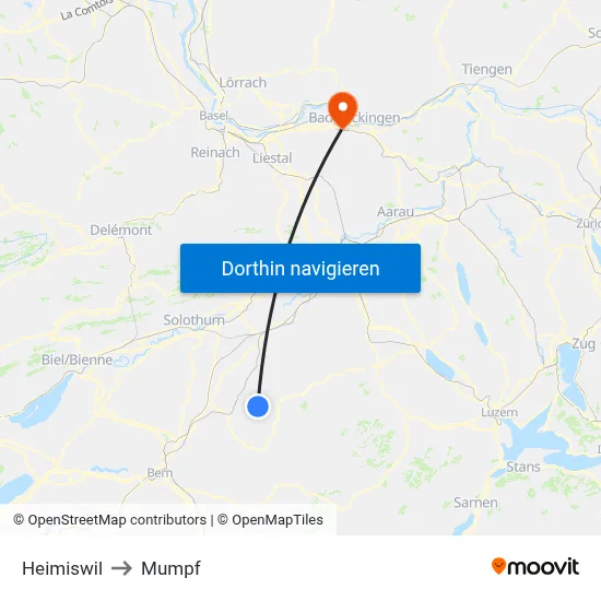 Heimiswil to Mumpf map