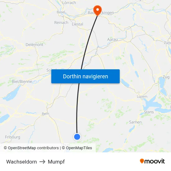 Wachseldorn to Mumpf map