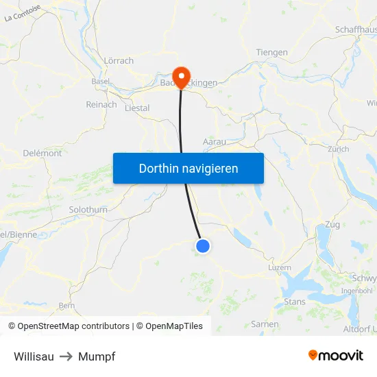 Willisau to Mumpf map