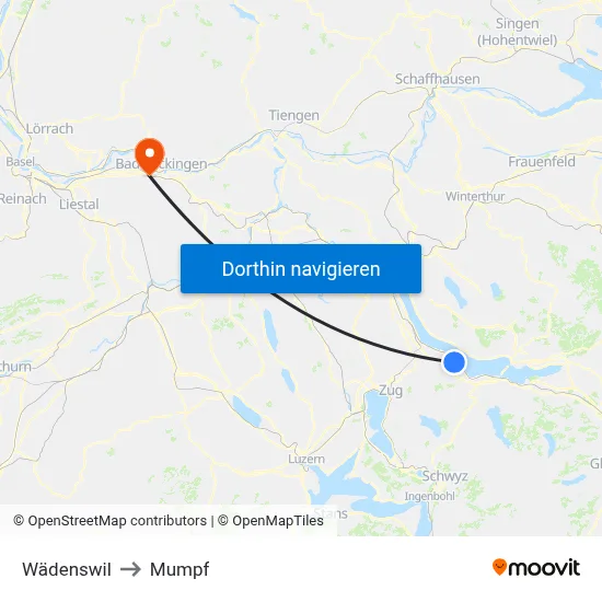 Wädenswil to Mumpf map