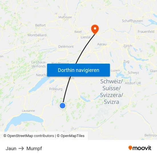 Jaun to Mumpf map