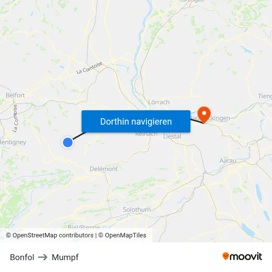 Bonfol to Mumpf map