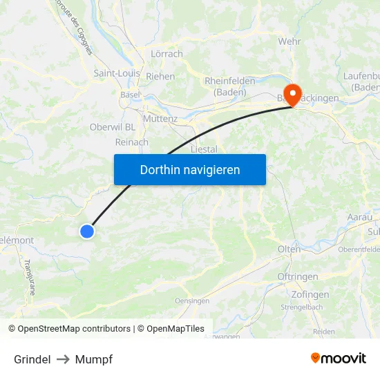 Grindel to Mumpf map