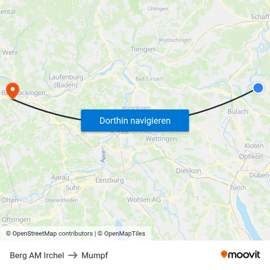 Berg AM Irchel to Mumpf map