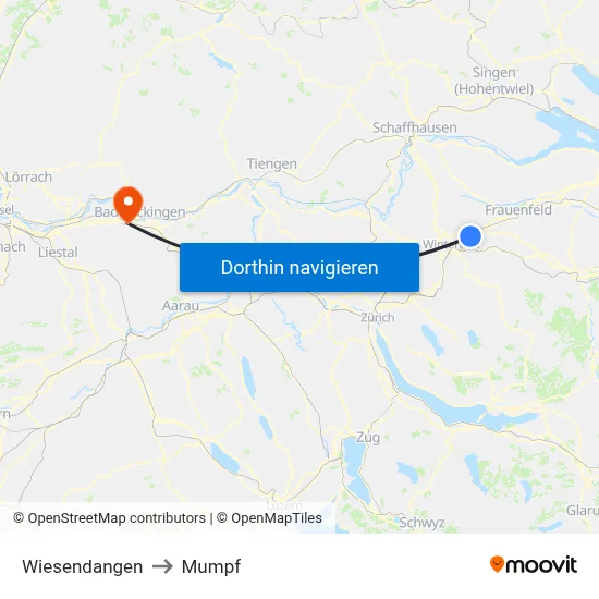 Wiesendangen to Mumpf map