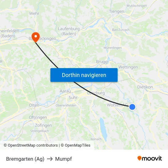 Bremgarten (Ag) to Mumpf map