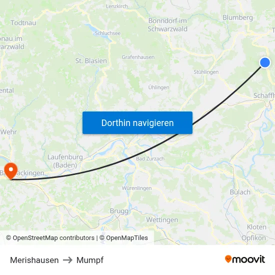 Merishausen to Mumpf map
