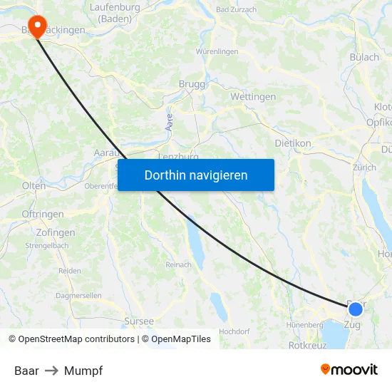 Baar to Mumpf map