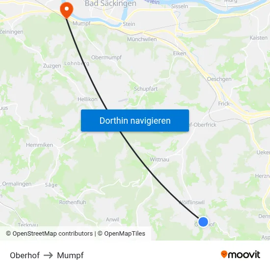 Oberhof to Mumpf map
