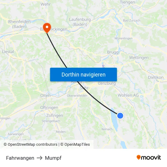 Fahrwangen to Mumpf map