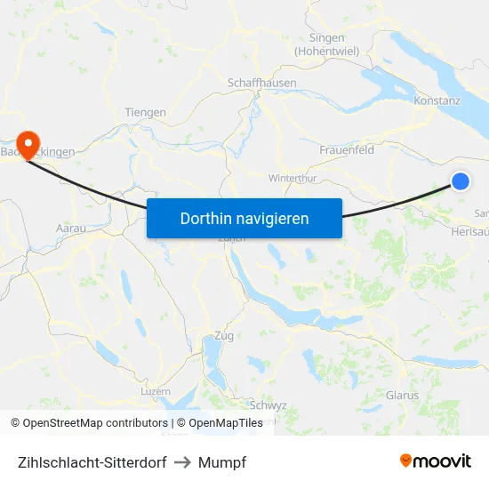 Zihlschlacht-Sitterdorf to Mumpf map