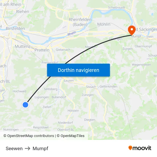 Seewen to Mumpf map