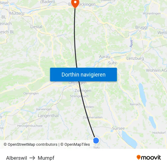 Alberswil to Mumpf map