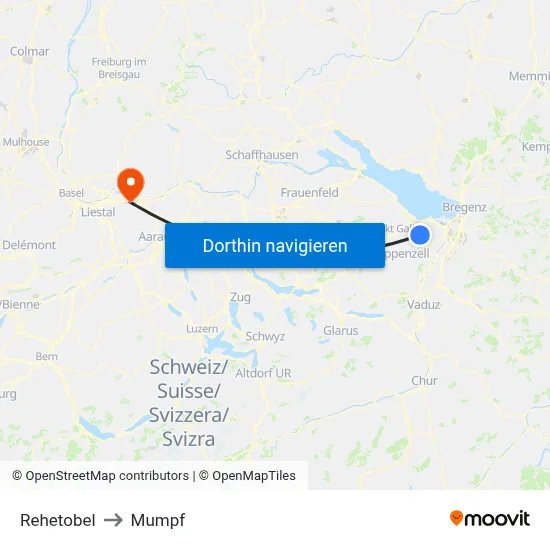 Rehetobel to Mumpf map