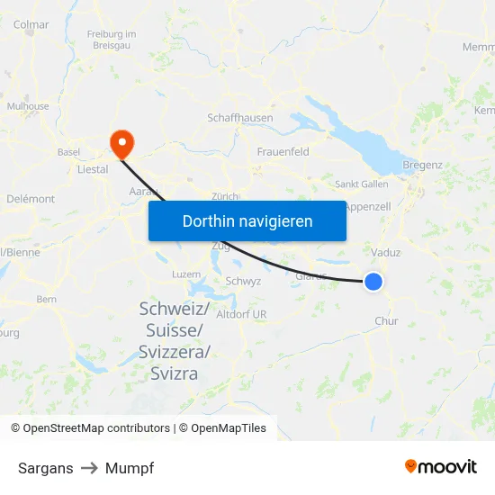 Sargans to Mumpf map