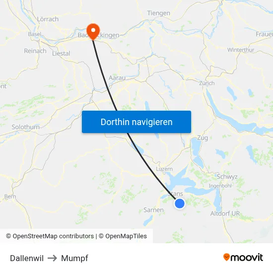 Dallenwil to Mumpf map
