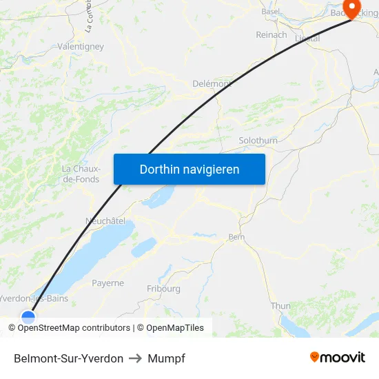 Belmont-Sur-Yverdon to Mumpf map