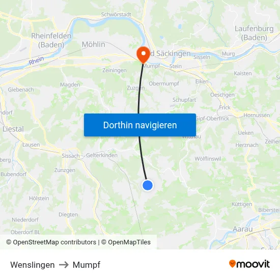 Wenslingen to Mumpf map