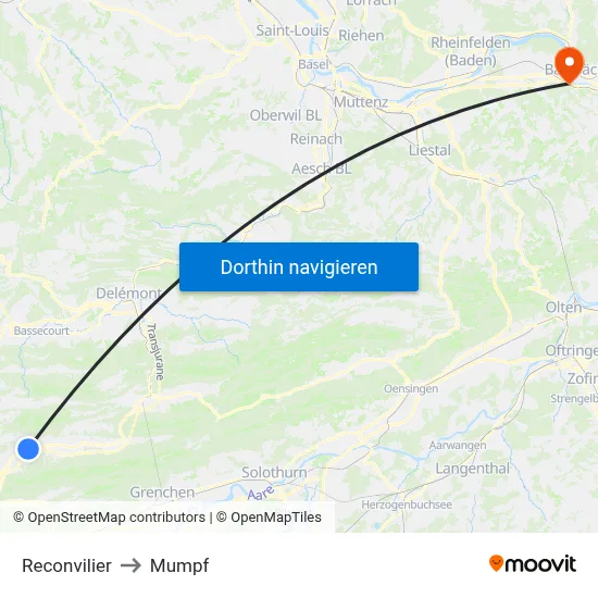 Reconvilier to Mumpf map