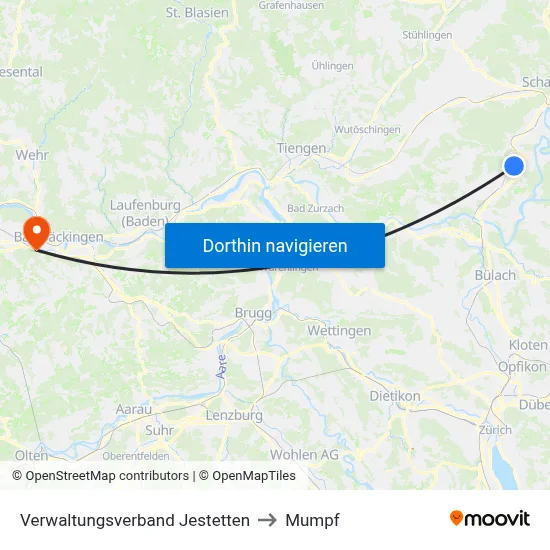 Verwaltungsverband Jestetten to Mumpf map