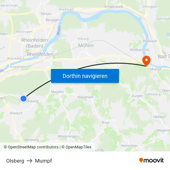 Olsberg to Mumpf map