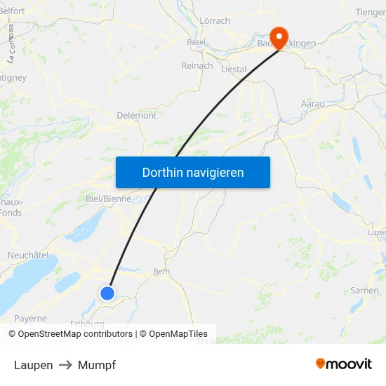 Laupen to Mumpf map