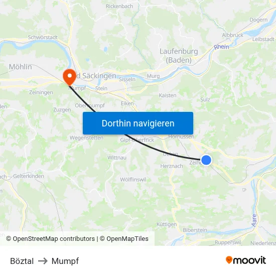 Böztal to Mumpf map
