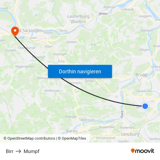 Birr to Mumpf map