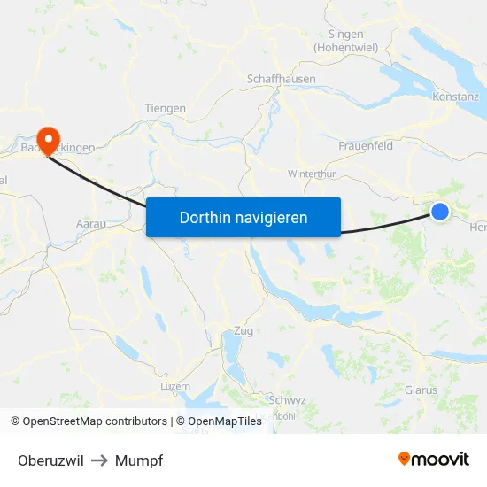 Oberuzwil to Mumpf map