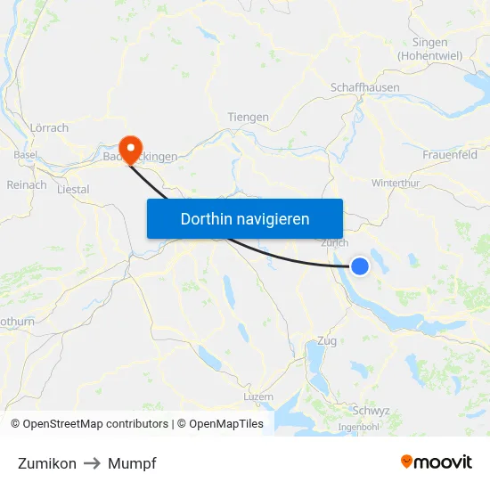 Zumikon to Mumpf map