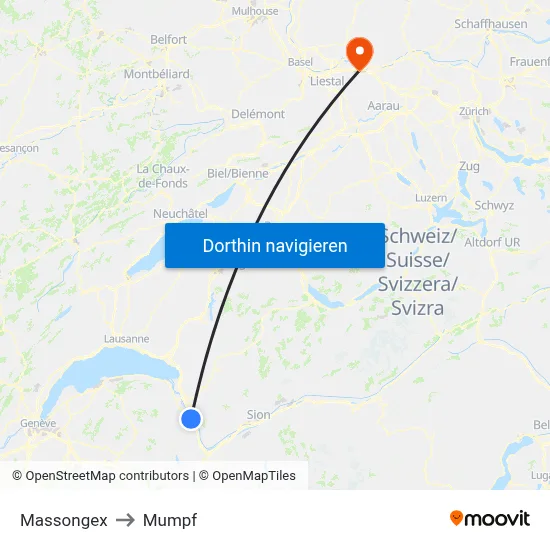Massongex to Mumpf map