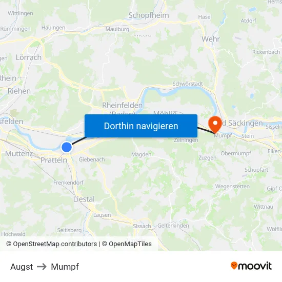 Augst to Mumpf map