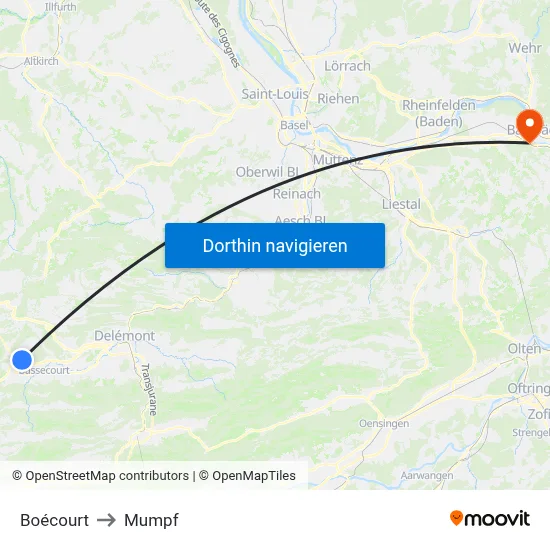 Boécourt to Mumpf map