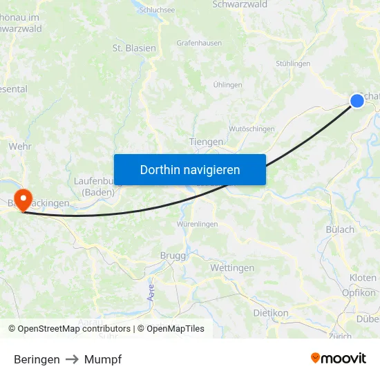 Beringen to Mumpf map