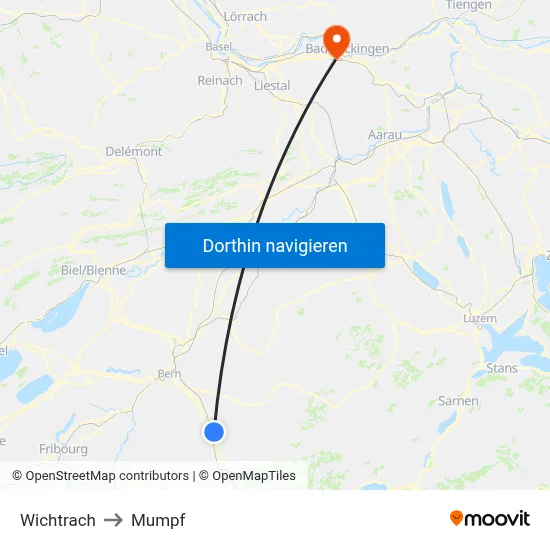 Wichtrach to Mumpf map