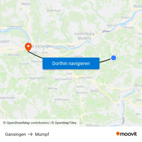 Gansingen to Mumpf map