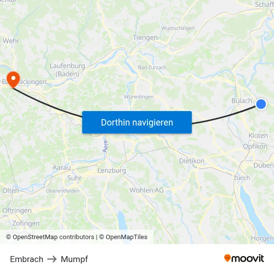 Embrach to Mumpf map