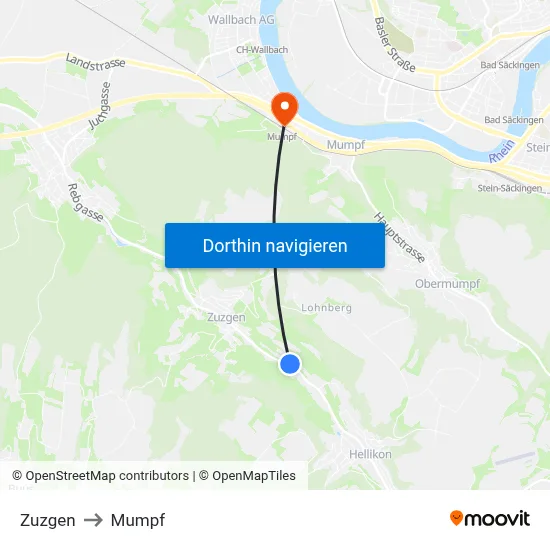 Zuzgen to Mumpf map