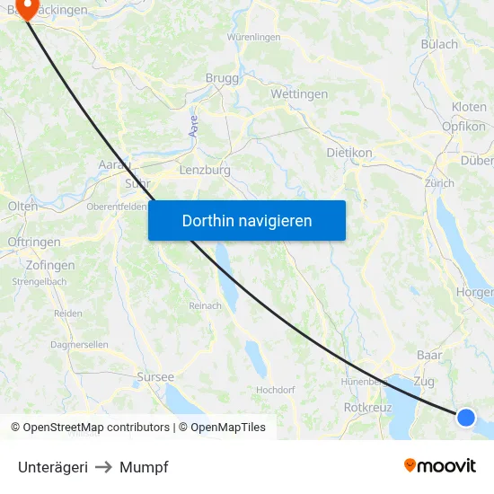 Unterägeri to Mumpf map