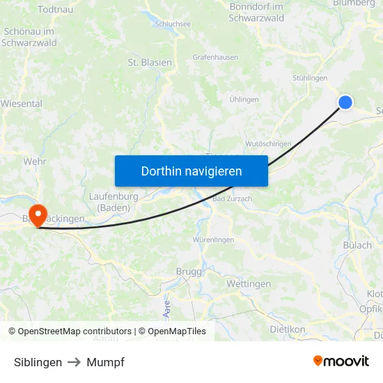 Siblingen to Mumpf map