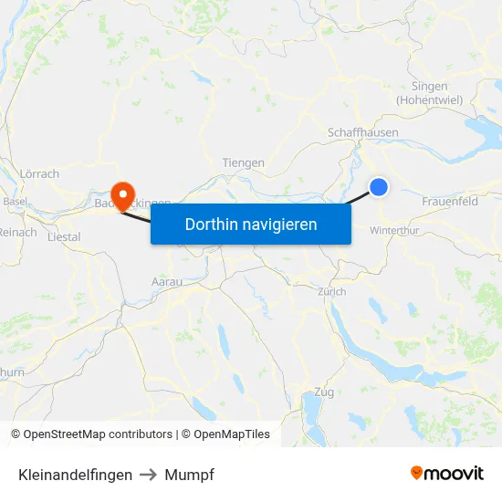 Kleinandelfingen to Mumpf map