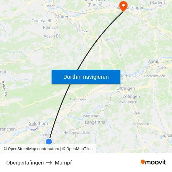 Obergerlafingen to Mumpf map