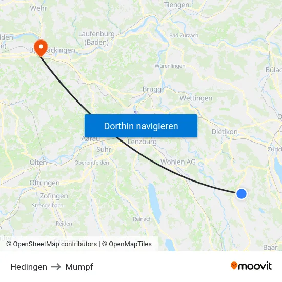 Hedingen to Mumpf map