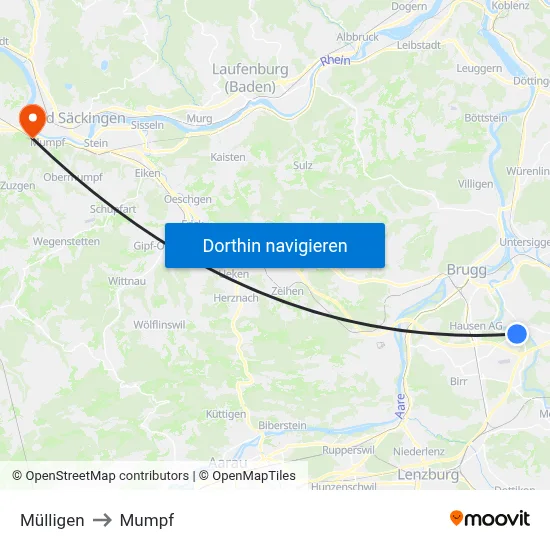 Mülligen to Mumpf map
