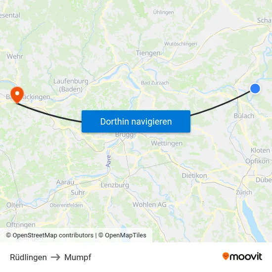 Rüdlingen to Mumpf map