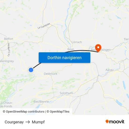 Courgenay to Mumpf map