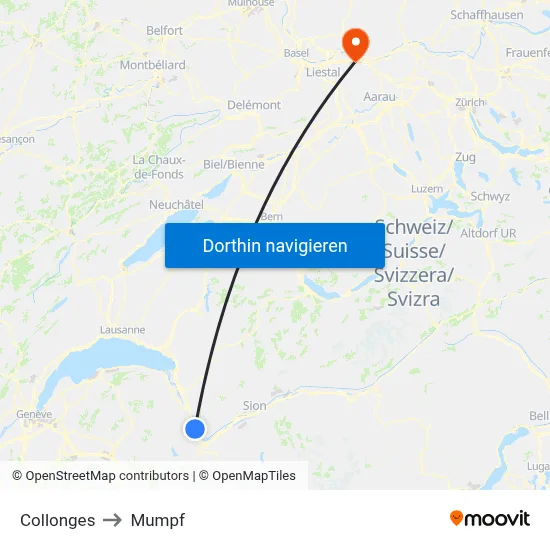 Collonges to Mumpf map
