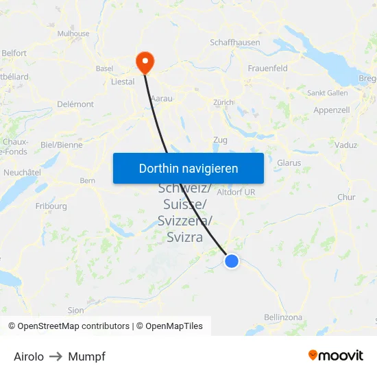 Airolo to Mumpf map